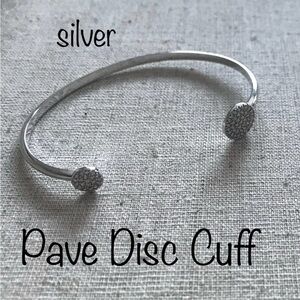 Stella & Dot Silver Pave Disc Cuff Bracelet